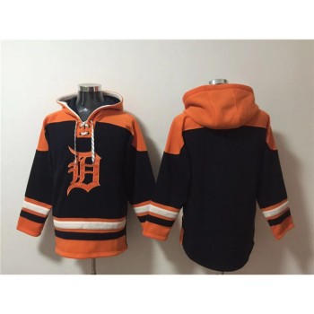 Men's Detroit Tigers Blank Black/Orange Lace-Up Pullover Hoodie Men's Detroit Tigers Blank Black/Orange Lace-Up Pullover Hoodie