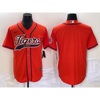 Men's Detroit Tigers Blank Orange Cool Base Stitched Baseball Jersey Men's Detroit Tigers Blank Orange Cool Base Stitched Baseball Jersey