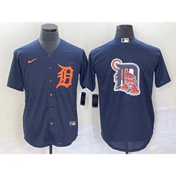 Men's Detroit Tigers Navy/Orange Team Big Logo Cool Base Stitched Jersey Men's Detroit Tigers Navy/Orange Team Big Logo Cool Base Stitched Jersey