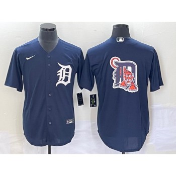 Men's Detroit Tigers Navy Team Big Logo Cool Base Stitched Jersey Men's Detroit Tigers Navy Team Big Logo Cool Base Stitched Jersey