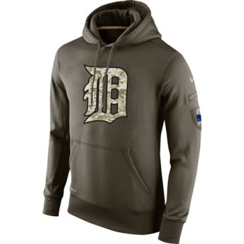 Men's Detroit Tigers Olive Salute To Service KO Performance Hoodie Men's Detroit Tigers Olive Salute To Service KO Performance Hoodie