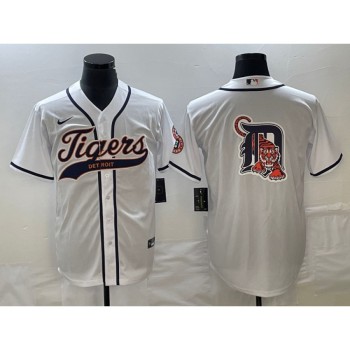 Men's Detroit Tigers White Team Big Logo Cool Base Stitched Jersey Men's Detroit Tigers White Team Big Logo Cool Base Stitched Jersey