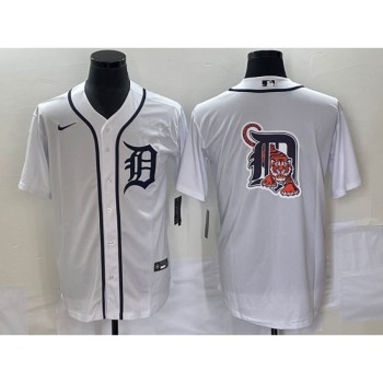 Men's Detroit Tigers White Team Big Logo Cool Base Stitched Jersey Men's Detroit Tigers White Team Big Logo Cool Base Stitched Jersey