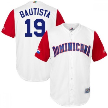 Men's Dominican Republic Baseball #19 Jose Bautista White 2017 World Baseball Classic Stitched WBC Jersey Men's Dominican Republic Baseball #19 Jose Bautista White 2017 World Baseball Classic Stitched WBC Jersey