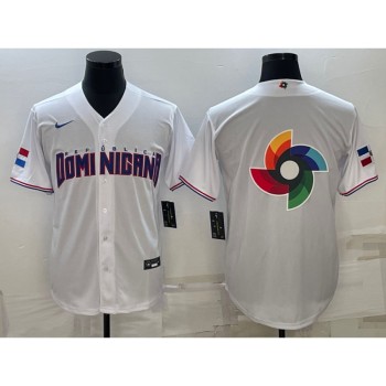 Men's Dominican Republic Baseball 2023 White World Baseball Big Logo Classic Stitched Jersey Men's Dominican Republic Baseball 2023 White World Baseball Big Logo Classic Stitched Jersey