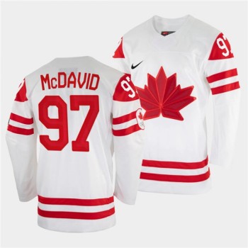 Men's Edmonton Oilers #97 Connor McDavid Canada Hockey 2022 Beijing Winter Olympic White Stitched Jersey Men's Edmonton Oilers #97 Connor McDavid Canada Hockey 2022 Beijing Winter Olympic White Stitched Jersey