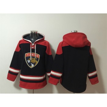 Men's Florida Panthers Blank Black/Red Lace-Up Pullover Hoodie Men's Florida Panthers Blank Black/Red Lace-Up Pullover Hoodie