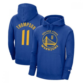 Men's Golden State Warriors #11 Klay Thompson 2021 Blue Pullover Hoodie Men's Golden State Warriors #11 Klay Thompson 2021 Blue Pullover Hoodie