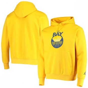 Men's Golden State Warriors 2021 Yellow City Edition Essential Logo Fleece Pullover Hoodie Men's Golden State Warriors 2021 Yellow City Edition Essential Logo Fleece Pullover Hoodie