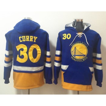 Men's Golden State Warriors #30 Stephen Curry Blue Lace-Up Pullover Hoodie Men's Golden State Warriors #30 Stephen Curry Blue Lace-Up Pullover Hoodie