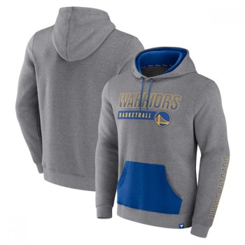 Men's Golden State Warriors Heathered Gray Off The Bench Color Block Pullover Hoodie Men's Golden State Warriors Heathered Gray Off The Bench Color Block Pullover Hoodie
