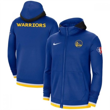 Men's Golden State Warriors Royal 75th Anniversary Performance Showtime Full-Zip Hoodie Jacket Men's Golden State Warriors Royal 75th Anniversary Performance Showtime Full-Zip Hoodie Jacket