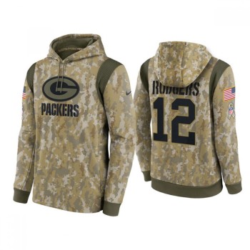 Men's Green Bay Packers #12 Aaron Rodgers Camo 2021 Salute To Service Therma Performance Pullover Hoodie Men's Green Bay Packers #12 Aaron Rodgers Camo 2021 Salute To Service Therma Performance Pullover Hoodie