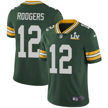 Men's Green Bay Packers #12 Aaron Rodgers Green 2021 Super Bowl LV Stitched NFL Jersey Men's Green Bay Packers #12 Aaron Rodgers Green 2021 Super Bowl LV Stitched NFL Jersey