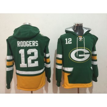 Men's Green Bay Packers #12 Aaron Rodgers Green All Stitched NFL Hoodie Sweatshirt Men's Green Bay Packers #12 Aaron Rodgers Green All Stitched NFL Hoodie Sweatshirt