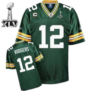 Men's Green Bay Packers #12 Aaron Rodgers Green With Super Bowl XLV And C Patch Stitched Football Jersey Men's Green Bay Packers #12 Aaron Rodgers Green With Super Bowl XLV And C Patch Stitched Football Jersey