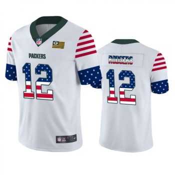 Men's Green Bay Packers #12 Aaron Rodgers White 2019 USA Flag Fashion Limited Stitched NFL Jersey Men's Green Bay Packers #12 Aaron Rodgers White 2019 USA Flag Fashion Limited Stitched NFL Jersey