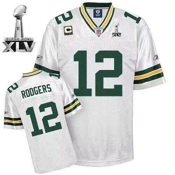 Men's Green Bay Packers #12 Aaron Rodgers White With Super Bowl XLV And C Patch Stitched Football Jersey Men's Green Bay Packers #12 Aaron Rodgers White With Super Bowl XLV And C Patch Stitched Football Jersey