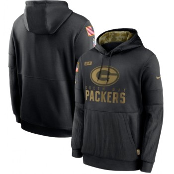 Men's Green Bay Packers 2020 Black Salute to Service Sideline Performance Pullover Hoodie Men's Green Bay Packers 2020 Black Salute to Service Sideline Performance Pullover Hoodie