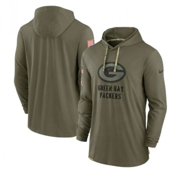 Men's Green Bay Packers 2022 Olive Salute to Service Tonal Pullover Hoodie Men's Green Bay Packers 2022 Olive Salute to Service Tonal Pullover Hoodie