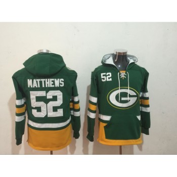 Men's Green Bay Packers #52 Clay Matthews Green All Stitched NFL Hoodie Sweatshirt Men's Green Bay Packers #52 Clay Matthews Green All Stitched NFL Hoodie Sweatshirt