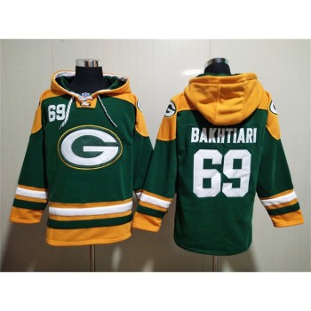 Men's Green Bay Packers #69 David Bakhtiari Green Lace-Up Pullover Hoodie Men's Green Bay Packers #69 David Bakhtiari Green Lace-Up Pullover Hoodie