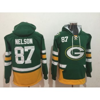 Men's Green Bay Packers #87 Jordy Nelson Green All Stitched NFL Hoodie Sweatshirt Men's Green Bay Packers #87 Jordy Nelson Green All Stitched NFL Hoodie Sweatshirt