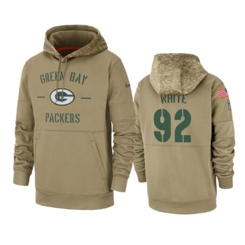 Men's Green Bay Packers #92 Reggie White Tan 2019 Salute to Service Sideline Therma Pullover Hoodie Men's Green Bay Packers #92 Reggie White Tan 2019 Salute to Service Sideline Therma Pullover Hoodie