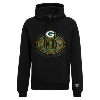 Men's Green Bay Packers Black BOSS X Touchback Pullover Hoodie Men's Green Bay Packers Black BOSS X Touchback Pullover Hoodie