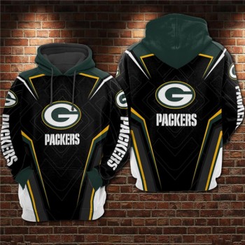 Men's Green Bay Packers Black/Green 3D All Over Print Pullover Hoodie Men's Green Bay Packers Black/Green 3D All Over Print Pullover Hoodie