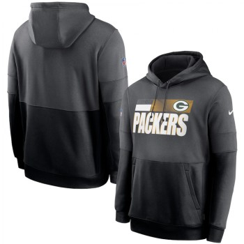 Men's Green Bay Packers Charcoal/Black Sideline Impact Lockup Performance Pullover Hoodie Men's Green Bay Packers Charcoal/Black Sideline Impact Lockup Performance Pullover Hoodie