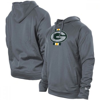 Men's Green Bay Packers Gray New Era Training Camp Raglan Pullover Hoodie Men's Green Bay Packers Gray New Era Training Camp Raglan Pullover Hoodie