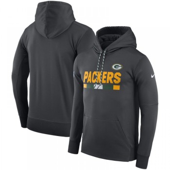 Men's Green Bay Packers Charcoal Sideline Team Name Performance Pullover Hoodie Men's Green Bay Packers Charcoal Sideline Team Name Performance Pullover Hoodie