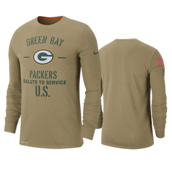 Men's Green Bay Packers Tan 2019 Salute to Service Sideline Performance Long Sleeve Shirt Men's Green Bay Packers Tan 2019 Salute to Service Sideline Performance Long Sleeve Shirt