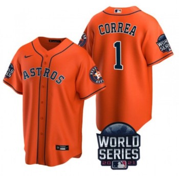 Men's Houston Astros #1 Carlos Correa 2021 Orange World Series Cool Base Stitched Baseball Jersey Men's Houston Astros #1 Carlos Correa 2021 Orange World Series Cool Base Stitched Baseball Jersey