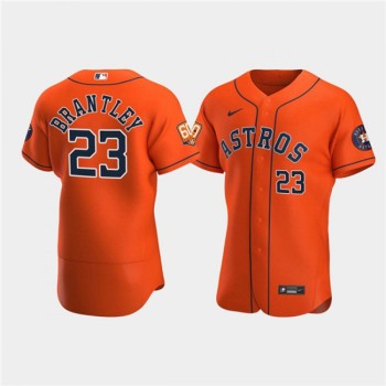 Men's Houston Astros #23 Michael Brantley Orange 60th Anniversary Flex Base Stitched Baseball Jersey Men's Houston Astros #23 Michael Brantley Orange 60th Anniversary Flex Base Stitched Baseball Jersey