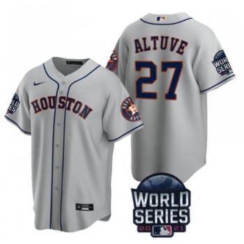 Men's Houston Astros #27 Jose Altuve 2021 Gray World Series Cool Base Stitched Baseball Jersey Men's Houston Astros #27 Jose Altuve 2021 Gray World Series Cool Base Stitched Baseball Jersey