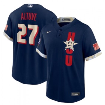 Men's Houston Astros #27 Jose Altuve 2021 Navy All-Star Cool Base Stitched Baseball Jersey Men's Houston Astros #27 Jose Altuve 2021 Navy All-Star Cool Base Stitched Baseball Jersey