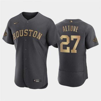 Men's Houston Astros #27 Jose Altuve 2022 All-Star Charcoal Flex Base Stitched Baseball Jersey Men's Houston Astros #27 Jose Altuve 2022 All-Star Charcoal Flex Base Stitched Baseball Jersey