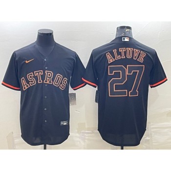 Men's Houston Astros #27 Jose Altuve Black Cool Base Stitched Jersey