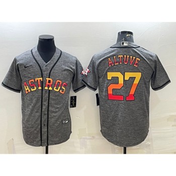 Men's Houston Astros #27 Jose Altuve Grey Cool Base Stitched Baseball Jersey Men's Houston Astros #27 Jose Altuve Grey Cool Base Stitched Baseball Jersey
