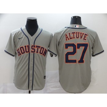 Men's Houston Astros #27 Jose Altuve Grey Cool Base Stitched MLB Jersey Men's Houston Astros #27 Jose Altuve Grey Cool Base Stitched MLB Jersey