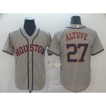 Men's Houston Astros #27 Jose Altuve Grey Cool Base Stitched MLB Jersey Men's Houston Astros #27 Jose Altuve Grey Cool Base Stitched MLB Jersey
