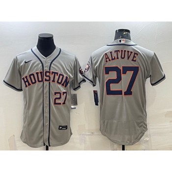 Men's Houston Astros #27 Jose Altuve Grey Flex Base Stitched Baseball Jersey Men's Houston Astros #27 Jose Altuve Grey Flex Base Stitched Baseball Jersey