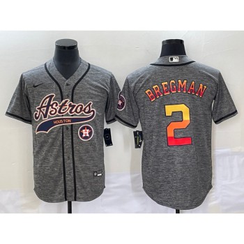Men's Houston Astros #2 Alex Bregman Gray With Patch Cool Base Stitched Baseball Jersey
