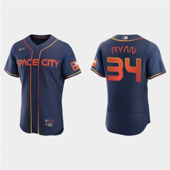 Men's Houston Astros #34 Nolan Ryan 2022 Navy City Connect Flex Base Stitched Baseball Jersey Men's Houston Astros #34 Nolan Ryan 2022 Navy City Connect Flex Base Stitched Baseball Jersey