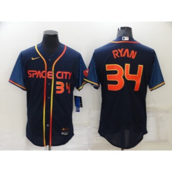 Men's Houston Astros #34 Nolan Ryan 2022 Navy City Connect Flex Base Stitched Baseball Jersey Men's Houston Astros #34 Nolan Ryan 2022 Navy City Connect Flex Base Stitched Baseball Jersey