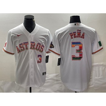 Men's Houston Astros #3 Jeremy Pena White Mexico Cool Base Stitched Baseball Jersey