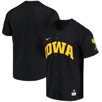Men's Iowa Hawkeyes Black Elite Full-Button Vapor Stitched Baseball Jersey Men's Iowa Hawkeyes Black Elite Full-Button Vapor Stitched Baseball Jersey