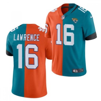 Men's Jacksonville Jaguars #16 Trevor Lawrence 2021 Teal & Orange Draft Split Vapor Untouchable Limited Stitched Jersey Men's Jacksonville Jaguars #16 Trevor Lawrence 2021 Teal & Orange Draft Split Vapor Untouchable Limited Stitched Jersey